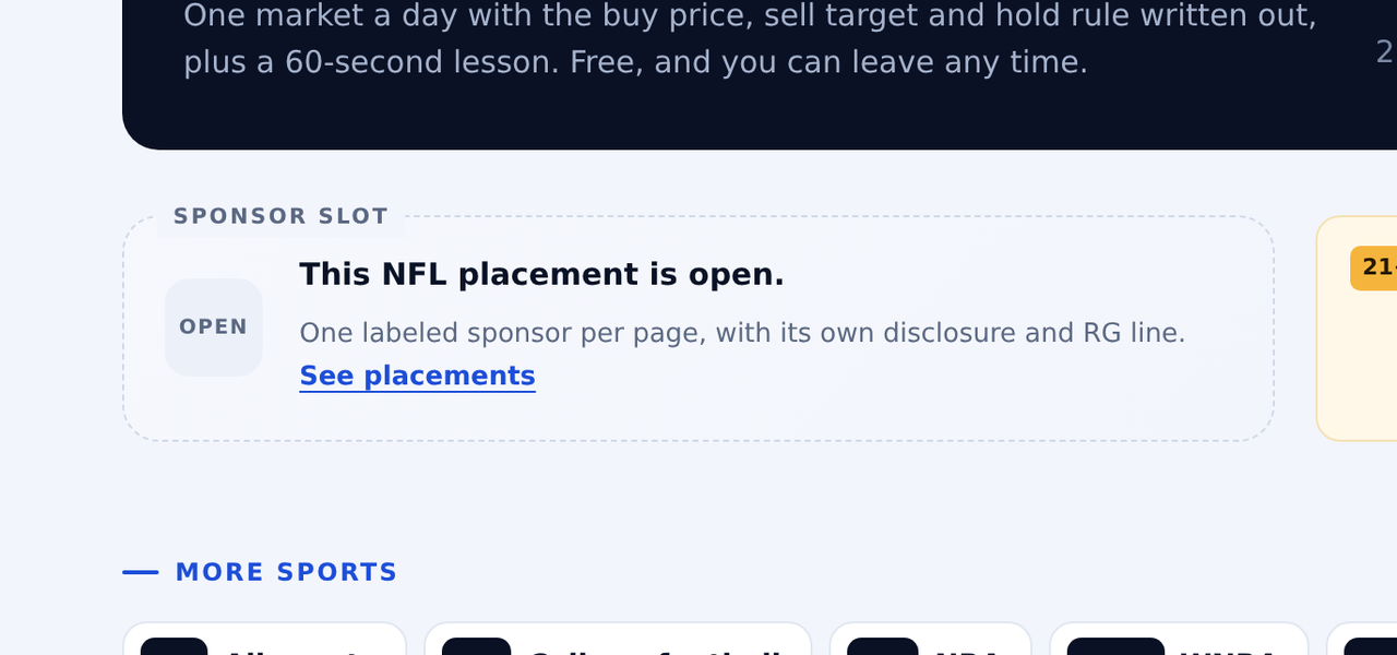 The NFL hub sponsor slot marked open